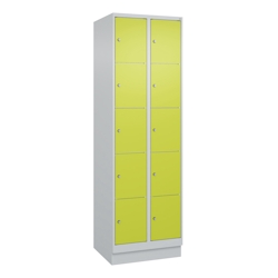 C+P Schließfachschränke Classic PLUS, Sockel, 10 Abteile, HxBxT 195x60x50cm, Zylinderschloss, Hellgrau/Viridingrün von PROREGAL Image