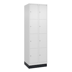 C+P Schließfachschränke Classic PLUS, Sockel, 8 Abteile, HxBxT 195x60x50cm, Zylinderschloss, Verkehrsweiß von PROREGAL Image