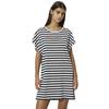 Nachthemd MARC O'POLO "Mix & Match Cotton-Woven", Damen, Gr. L (40), N-Gr, schwarz navy, weiß cotton, Jersey, Obermaterial: 100% Baumwolle, geringelt, gestreift, casual, oversize ca. Mitte Oberschenkel, Rundhals, Kurzarm angeschnitten, Kleider, mit...