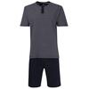 Shorty TOM TAILOR "Nebraska", Herren, Gr. 48 (S), blau (blau, dunkel, ringel), Single Jersey, Obermaterial: 100% Baumwolle, gestreift, unifarben, casual, bequem kurz, Rundhals, Kurzarm, Homewear-Sets, mit cooler Kombi aus Oberteil und Unterteil