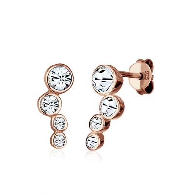 Paar Ohrstecker ELLI "Rund verspielt mit Kristalle 925 Silber", rosa (rosegold), Ohrringe, Damen, OneSize,mit Steinen, Silber 925 (Sterlingsilber) Image