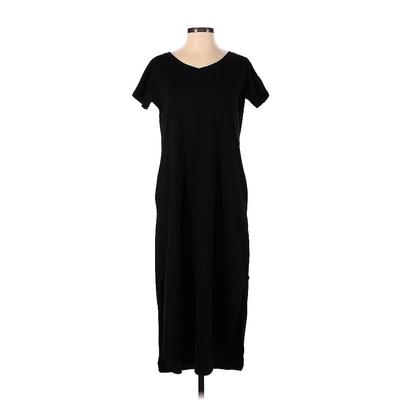 Vestidos Casual Dress - Midi Crew Neck Short Sleeve: Black Solid Dresses - Women's Size Small