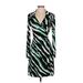 Laundry by Shelli Segal Casual Dress - Sheath V Neck Long sleeves: Green Zebra Print Dresses - Women's Size X-Small