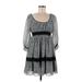 Aqua Casual Dress - A-Line Scoop Neck 3/4 sleeves: Gray Dresses - Women's Size Medium