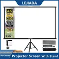 LEJIADA-Écran de projection avec support écran pliable blanc sans déformage cinéma maison