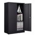 Latitude Run® Metal Storage Cabinet w/ 2 Locking Doors 2 Adjustable Shelf in Black | 41.97 H x 25.6 W x 13.78 D in | Wayfair