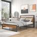 17 Stories Yaleska Metal Platform Bed Wood & Metal/Metal in Black/Brown | 39 H x 55.6 W x 82.3 D in | Wayfair 4A37D06F0D93427F80D039EDD25C5786