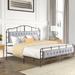 Williston Forge Jaicob Metal Open-Frame Bed w/ Headboard & Footboard, No Box Spring Needed Upholstered/Velvet/Metal in Gray | Wayfair