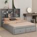 Red Barrel Studio® Marletta Full Size Platform Bed w/ Storage Headboard Wood in Gray | 48.2 H x 55 W x 84.8 D in | Wayfair