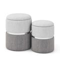 Costway Velvet/Linen Fabric Storage Ottoman Set of 2-B