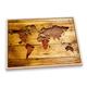 Map World Wooden Effect Brown CANVAS FLOATER FRAME Wall Art Print Picture