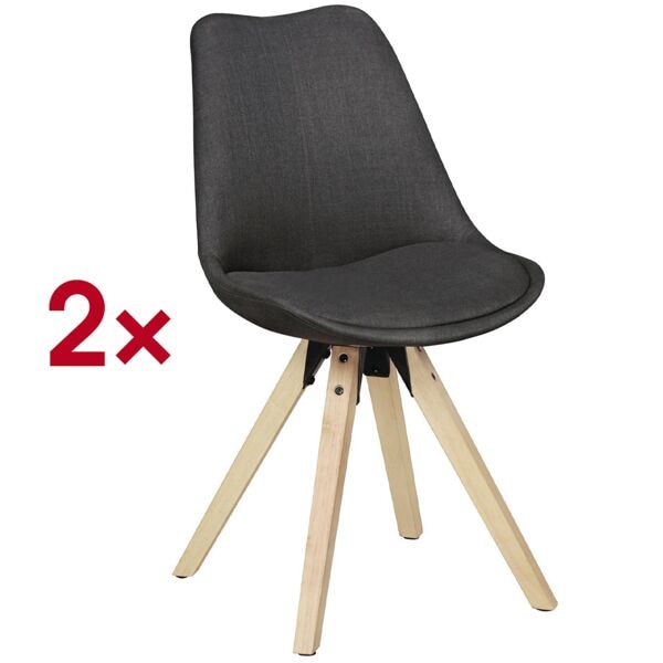 Wohnling 2er-Set Esszimmerstühle »Lima« Stoffbezug anthrazit grau, 49x51x52 cm Image