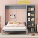 Full or Queen Size Murphy Bed, Modern Cabinet Bed Foldable Storage Wall Bed Frame with Adjustable Shelf