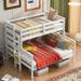 Wooden Bunk Bed with Ladder, Twin XL over Queen/Twin over Full Bunk Bedframe with Guardrails, Can Be Convertible into 2 Beds