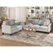 Linen Fabric Lounge Sofa, Living Room Thick Back Couch with Sloped Arms, Modern Accent Sofa Deep Seat Settee, Light Grey