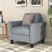 Linen Fabric Single Sofa, Living Room Lounge Sofa Chair with Sloped Arms, Deep Seat Reading Chair Modern Desk Chairs, Grey