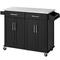 Rolling Kitchen Island with Stainless Steel Top, Kitchen Cart Storage Cabinet on Wheels with 2 Drawers - 18