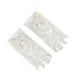 ATriss Girls Satin Gloves Girls Gorgeous Satin Fancy Gloves for Special Occasion Dress formal Wedding Pageant Party (Creamy White)