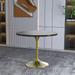 Verve 36" Round Dining Table with Stone Top and Brushed Gold Base by LeisureMod - 29.34" H x 35.43" W x 35.43" D