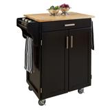 Cuisine Kitchen Cart, Black, Wood Top - 18.75"D x 32.5"W x 35.5"H