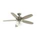 5 Blade Ceiling Fan with Light Kit in Modern Style-19.25 inches Tall and 52 inches Wide-Brushed Stainless Steel Finish-Silver Blade Color Bailey