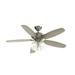 5 Blade Ceiling Fan with Light Kit in Modern Style-19.25 inches Tall and 52 inches Wide-Brushed Stainless Steel Finish-Silver Blade Color Bailey