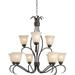 -Nine Light 2-Tier Chandelier in Contemporary Style-32 inches Wide By 32.75 inches High-Oil Rubbed Bronze Finish-Wilshire Glass Color Bailey Street