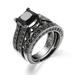 Teissuly 2-in-1 Womens Vintage Black Engagement Wedding Band Set