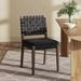 Cohen 19 in. Wood Dining Chair, Mid-Century Modern Upholstered Side Chair with Hand Woven Faux Leather Backrest