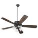 5 Blade Ceiling Fan with Light Kit-18.25 inches Tall and 52 inches Wide-Matte Black Finish-Matte Black/Walnut Blade Color-Clear Seeded Glass Color