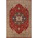 Geometric Heriz Serapi Vegetable Dye Area Rug Handmade Wool Carpet - 6'11"x 10'1"