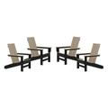 DuroGreen Aria Adirondack Chairs Made With All-Weather Tangentwood Set of 4 Oversized High End Patio Furniture for Porch Lawn Deck Fire Pit No Maintenance USA Made Black with Weather Wood