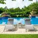 Pool Lounge Chairs Set of 3 Adjustable Aluminum Outdoor Chaise Lounge Chairs with Metal Side Table All Weather for Deck Lawn Poolside Backyard (Grey 2 Lounge Chairs+1 Tbale)