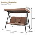 2-in-1 Outdoor Swing Patio Swings Chair with Canopy 75.59 *46.45 *68.1 Swing Chairs for Outside Porch Swing with Stand Swing Bed Outdoor for Backyard/Garden Brown