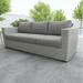 Deep Cushioned Outdoor Sofa w/ Half Round Wicker - HDPE Resin Wicker Solution-Dyed Acrylic Covers