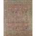 Distressed Tabriz Persian Vintage Rug Handmade Coral Wool Carpet - 9'3"x 10'10"