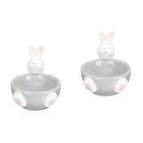 2pcs Ceramic Rabbit Elements Egg Tray Boiled Egg Tray Breakfast Egg Cup Decorative Tray