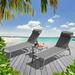 Patio Chaise Lounge Set 3 Pieces Aluminum Adjustable Pool Lounge Chairs Textilene Sunbathing Recliner with Headrest (Grey 2 Lounge Chairs+1 Table)