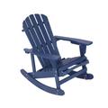 Adirondack Rocking Chair Solid Wood Chairs Finish Outdoor Furniture for Patio Backyard Garden - Navy Blue