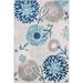 Cabana Collection 2 X 4 Grey/Blue CBN832F Floral Indoor/ Outdoor Easy Cleaning Patio Backyard Mudroom Accent Rug