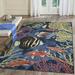 Marina Indoor/Outdoor Power Loomed Synthetic Blend Low Profile Area Rug - Transitional Graphic Coastal Animal Colorful (Fish Navy) (6 6 X 9 4 )