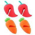 Goilinor Silicone Lid Lifter 4Pcs Silicone Lid Lifters Cartoon Carrot Chili Shaped Lifters Kitchen Pot Lid Holders