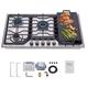 Hothit 34 Inch Gas Cooktop with Griddle 5 Burner Gas Stove top Cook top stove gas with Cast Iron Griddle Natural Gas/Propane Gas Convertible Stainless Steel