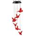 Wind Chimes Cardinal Bird Wind Chimes Solar Powered Chime Light Wind Chimes for Loss of Love Hummingbird Decor for Patio Deck Yard Garden Homeï¼ŒFlame bird1.23cp