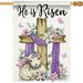 HGUAN He is Risen Easter Cross Religious Decorative Garden Flag Faith Lily Lamb Eucalyptus Leaves Butterfly Yard Outside Decorations Outdoor Small Home Decor Double Sided 12 x 18