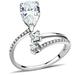 HINDUNY High polished (no plating) Stainless Steel Ring with AAA Grade CZ in Clear