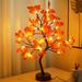 Lighted Maple Tree Thanksgiving Decorations 24LED Tabletop Tree Lights Artificial Bonsai Tree Lamp Fall Centerpieces for Tables Autumn Christmas Fall Decor for Home1.2