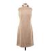 J. McLaughlin Casual Dress - A-Line Turtleneck Sleeveless: Tan Solid Dresses - Women's Size Medium