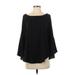 ee:some Long Sleeve Blouse: Black Print Tops - Women's Size Small