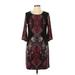 Ronni Nicole Casual Dress - Sheath Scoop Neck 3/4 sleeves: Black Color Block Dresses - Women's Size 12